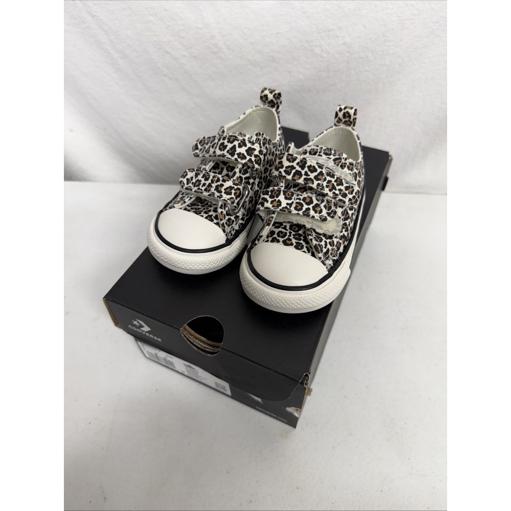 CONVERSE Size 6 Toddler SHOES CTAS 2V OX EGRET/White/BLACK Animal Print New